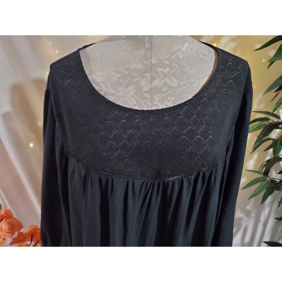 Old Navy NWT Lace Puff Sleeve Scoop Neck Blouse Top Womens Size XXL Black Goth - Picture 6 of 11